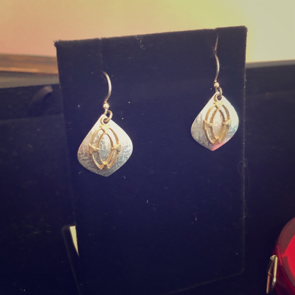 4/$16 Gold and silver drop dangle earrings